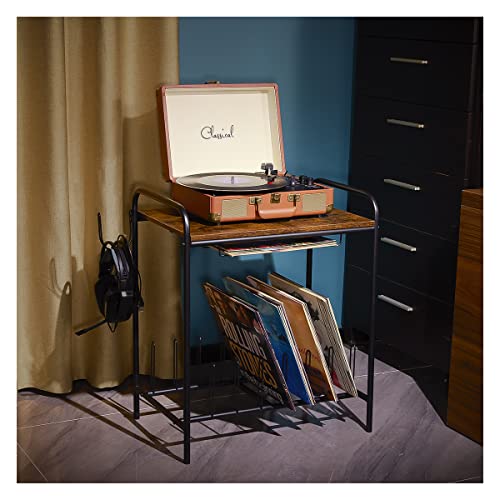 MAWEW - Soporte para reproductor de grabación, clásico, madera, mesa, negro, grande de 5 capas,...