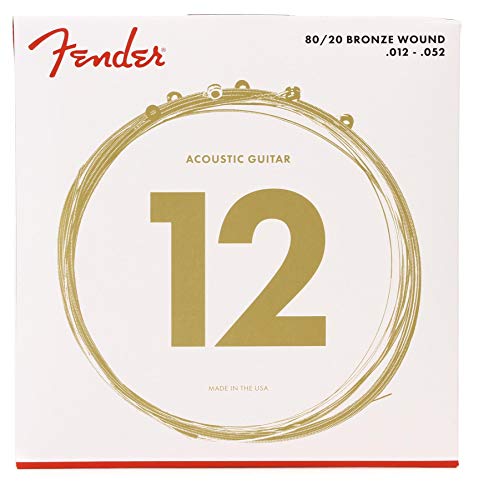 Fender 80/20 Cuerdas de guitarra acústica de bronce, extremo de bola, 70L .012-.052