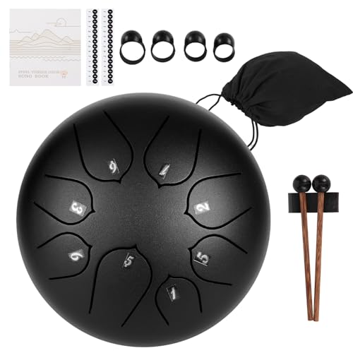 Tambor de Lengua de Aacero, GMK Tambor Etéreo de 6 Pulgadas 8 Notas con Bolsillo con Cordón, Palillo de...
