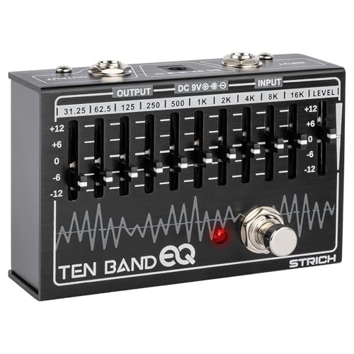 STRICH EQ Pedal para guitarra eléctrica, pedal de efectos de ecualizador de 10 bandas, ecualizador para...