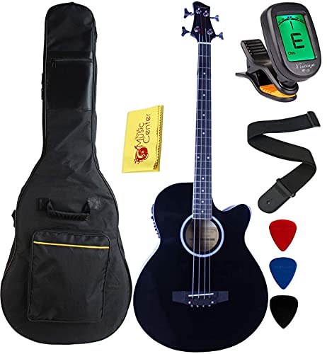 Vizcaya - Guitarra de bajo eléctrico acústica, tamaño completo, 4 cuerdas, con ecualizador de 4...