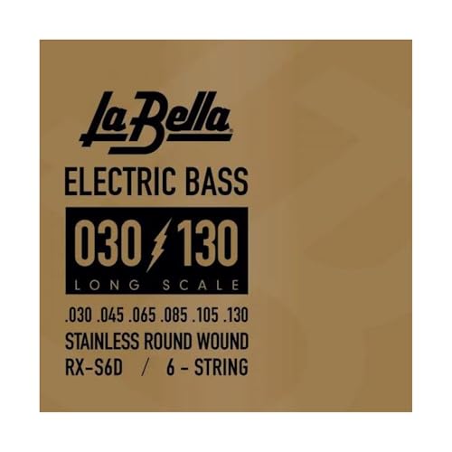 La Bella RX-S6D - Cuerdas para bajo eléctrico de larga escala de níquel