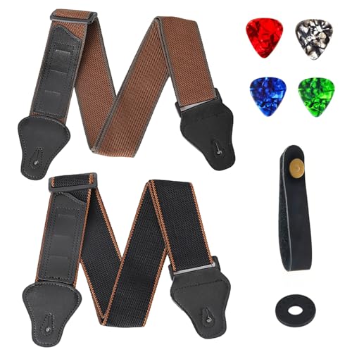 2 PCS Correa para Guitarra，con Botón de Metal y anillos de retención，Longitud ajustable，con 4...