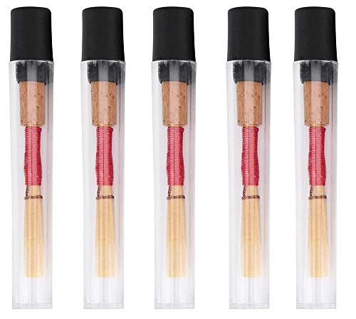 Jiayouy - Juego de 5 cañas de oboe, tamaño mediano, suave, con caja de plástico/tubo de oboe,...
