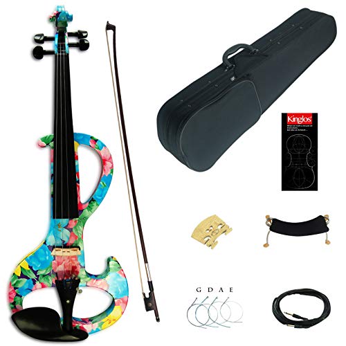 Kinglos 4/4 Colorida Madera Maciza Intermedio-A Eléctrico/Silencioso Violín Conjunto Ébano...