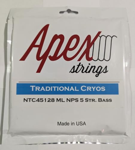 Cuerdas Para Bajo electrico Apex Strings set de 5 cuerdas calibre estandar 45-128 recubrimiento Niquel...