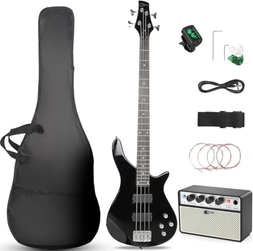 Jidyous 4 Cuerdas IB bajos eléctrico,Bass Guitarra, con 15W recargado Amplificador de bajo, 4 Cuerdas,...