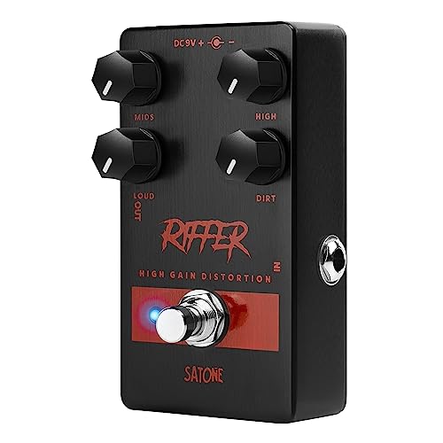 Satone S811 Riffer Pedal de efecto guitarra eléctrica de distorsión de alta ganancia – Pedal de metal...