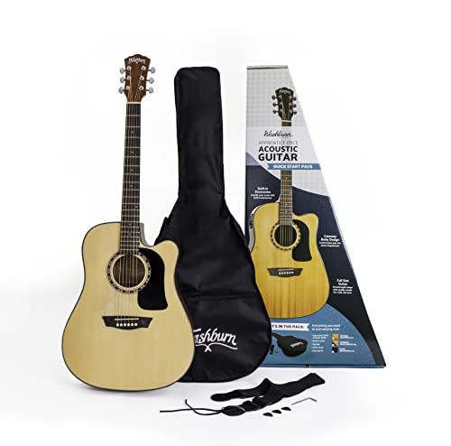 Washburn - Paquete de 6 cuerdas para guitarra acústica, derecha, natural (AD5CEPACK-A)