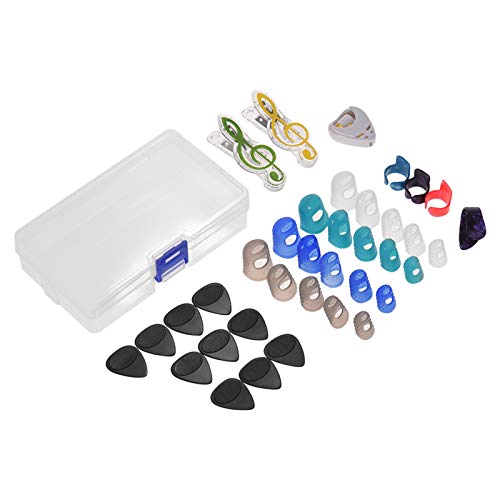El kit de accesorios para guitarra incluye 20 protectores de silicona para dedos de guitarra + 10 púas...