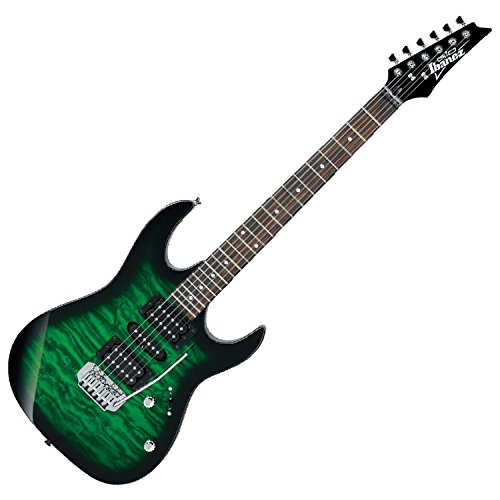 Ibanez - Guitarra eléctrica de cuerpo sólido de 6 cuerdas, derecha, ráfaga verde transparente...