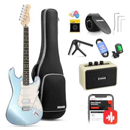 Guitarra Eléctrica Donner DST-152R, Kit para Principiantes, 39 Pulgadas, Pastilla HSS, Amplificador,...
