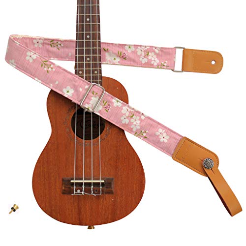 MUSIC FIRST - Correa de ukelele de muselina suave y piel genuino clásico con correa de piel genuino...