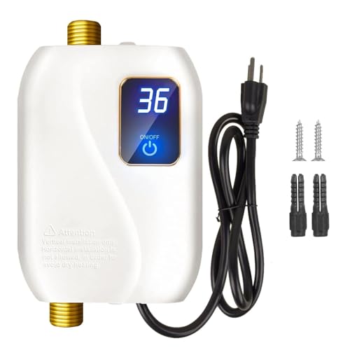 Calentador de agua eléctrico sin tanque, calentador de agua eléctrico instantáneo de 110 V, 3000 W,...