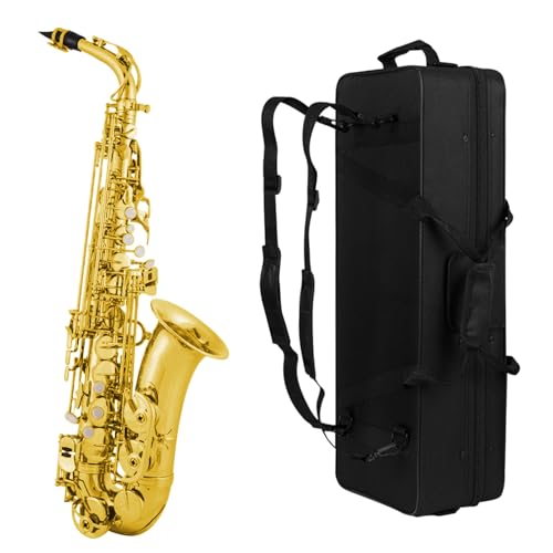 Saxofón Alto Dorado Con Accesorios, Estuche, Kit De Limpieza, Boquilla, Correa, Para Estudiantes Y...