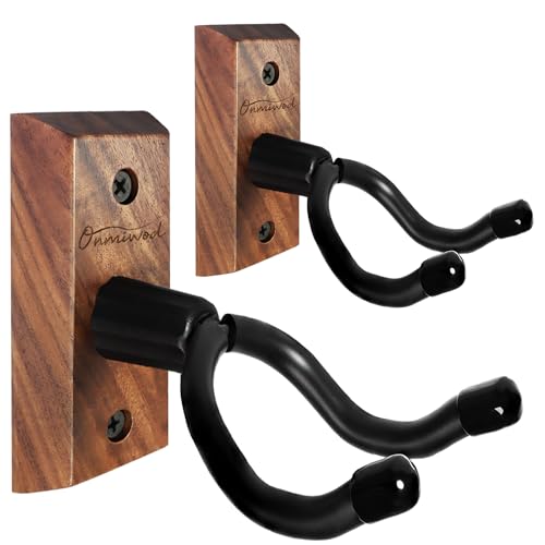 Onmiwod - Soporte de pared para ukelele (2 unidades, madera de nogal negro, soporte para ukelele en forma...