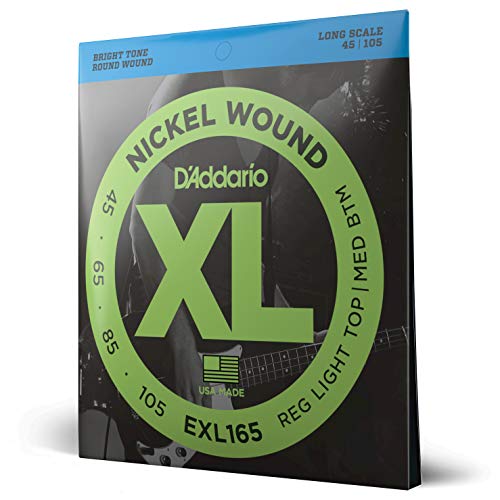 D'Addario Cuerdas Bajo - Cuerdas Bajo Electrico Cuerdas - EXL165 - Custom Light, 45-105 - Escala Larga
