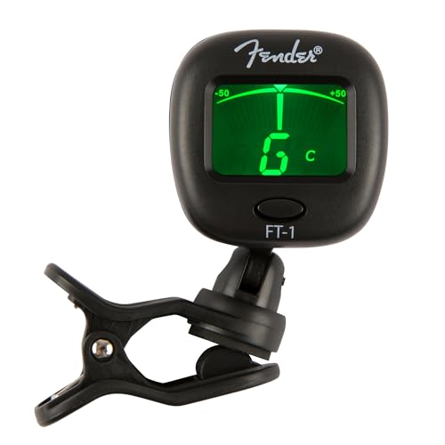 Fender FT-1 Pro Clip On Tuner para Guitarra Acústica, Guitarra eléctrica, ukelele, mandolina, violín,...