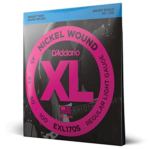 D'Addario Cuerdas Bajo - Cuerdas Bajo Electrico Cuerdas - EXL170S - Light, 45-100 - Escala Corta