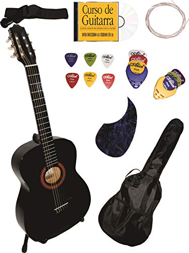 Guitarra Acustica Clasica Diversos Colores, Kit de Accesorios Incluido. (Negro)