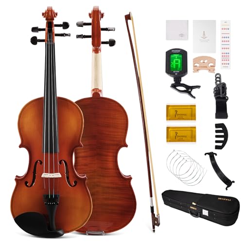PHOENIX - Juego de violín 4/4 de tamaño completo, juego de violín para adultos principiantes y...