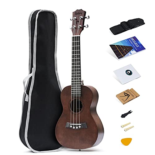 Batking Ukelele Soprano Tapa de caoba maciza, Viene con bolsa, Correa, Cuerdas de nailon de repuesto,...