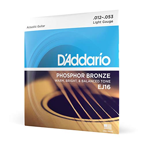 D'Addario Cuerdas Guitarra Acustica - Cuerdas de Guitarra - Cuerdas de Guitarra Acustica - EJ16 - Extra...