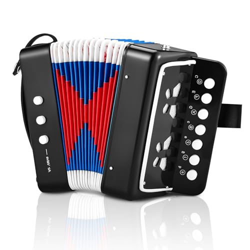 Acordeon de 7 Teclas, OUDAR Arcodeon para Principiantes para Interpretación, Acordeones Portátil,...
