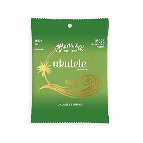 Martin Cuerdas para ukelele Polygut M625, cuerdas para ukelele gris grafito calibre tenor