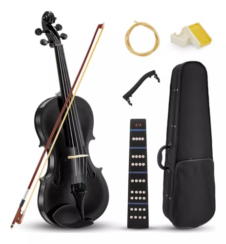Violín, Violín Práctica 4/4, Violín Acústico Semiprofesional con Estuche Rígido, Reposapiés,...