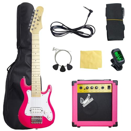 BREEZEE Guitarra Eléctrica Infantil de 30 Pulgadas, Incluye Kit de Accesorios Funda, Amplificador,...