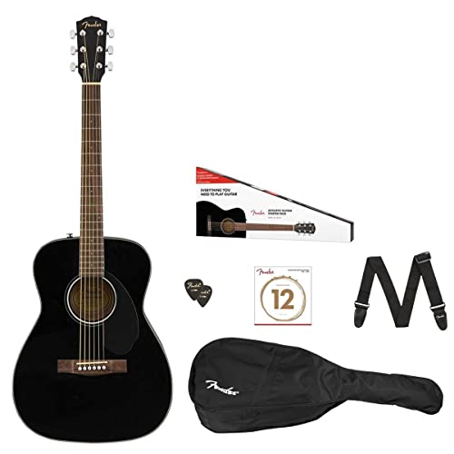 Fender CC-60s Concert V2 Pack Guitarra acústica, con 2 años de garantía, negro, con bolsa de concierto...