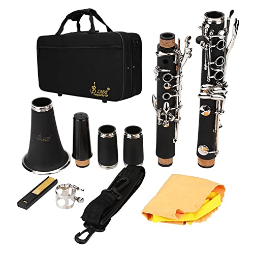 Clarinete de Baquelita de 17 Teclas, Clarinete de Modulación B Descendente con Kit de Limpieza de...