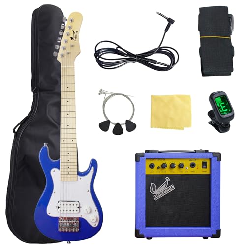 BREEZEE Guitarra Eléctrica Infantil de 30 Pulgadas, Incluye Kit de Accesorios Funda, Amplificador,...