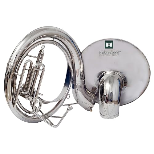 Instrumento musical indio con acabado chapado en cromo de 24 pulgadas, tamaño King Sousaphone Latón BB...