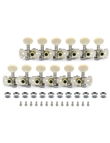 Metallor Clavijas de afinación para guitarra acústica de 12 cuerdas cromadas con un solo agujero 6L 6R.