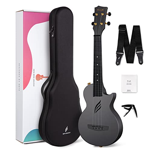 Ukelele de concierto Enya Nova U/BK 23' Cutaway Fibra de carbono Principiante Kit de ukelele de viaje...