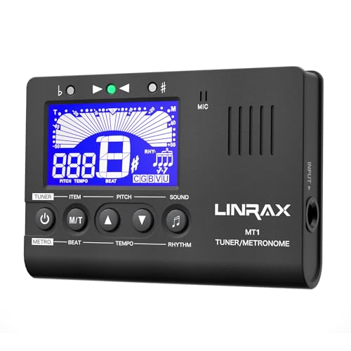 Linrax MT1 Metrónomo Afinador, Metrónomo Sintonizador Digital Generador de Tonos 3 en 1 para Guitarra...