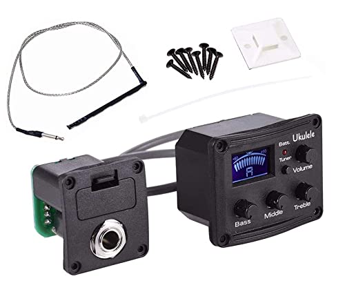 Jiayouy 1 juego de 3 bandas EQ Piezo Pickup Ukelele Preamplificador Amplificador Ecualizador Sistema de...