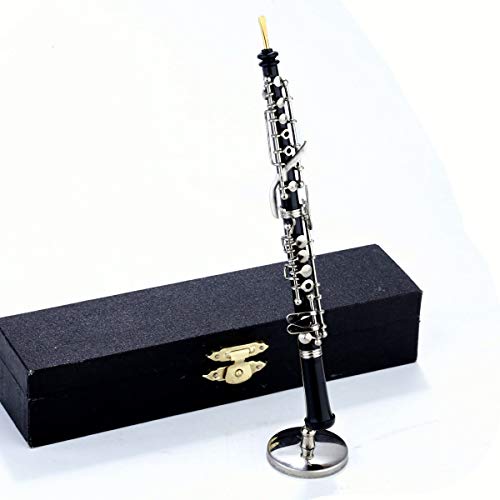Dselvgvu Oboe miniatura con soporte y funda, mini instrumento musical, mini oboe miniatura de casa de...