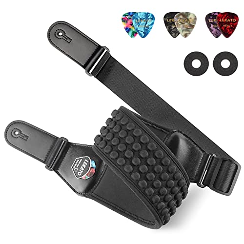 LEKATO - Correas de guitarra para bajo eléctrico, correa de neopreno acolchada de 3 pulgadas de ancho,...