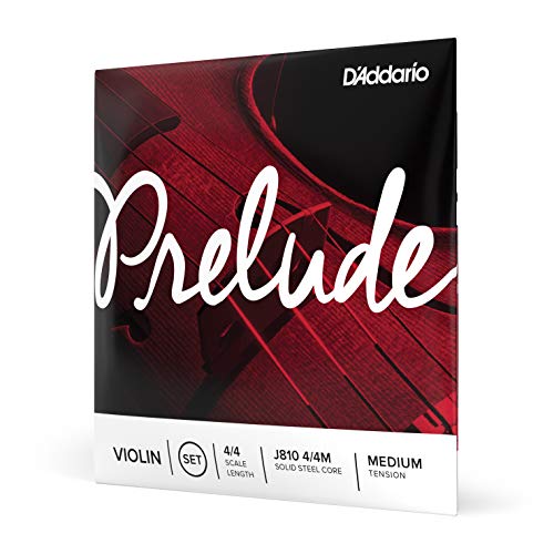 D'Addario Juego de cuerdas para violín Prelude, escala 4/4 tensión media, Núcleo de acero macizo, tono...