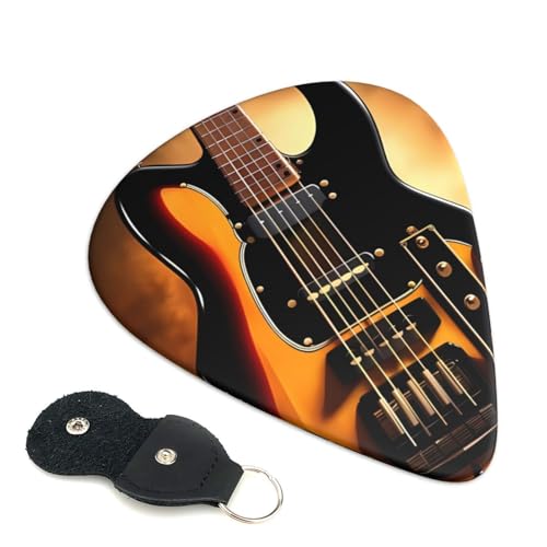 Juego de 6 púas de guitarra instrumental, con soporte para púas de guitarra de piel, bolsa de llavero...