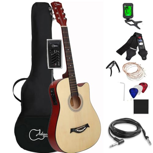 38 inch Electroacústica Guitarra Guitarra acustica con Afinadores,Correas,Cuerdas para...