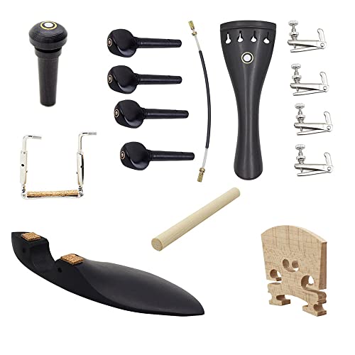 Mibee 15pcs 4/4 piezas de violín violín accesorios incluyendo Tailpiece + Tail Gut + botón final +...