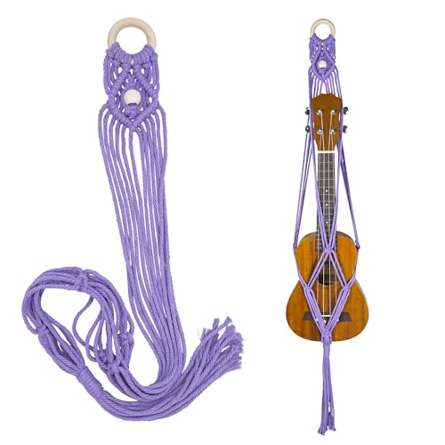 majowir - Soporte para ukelele de macramé, soporte de pared para ukelele soprano, diseño de macramé,...