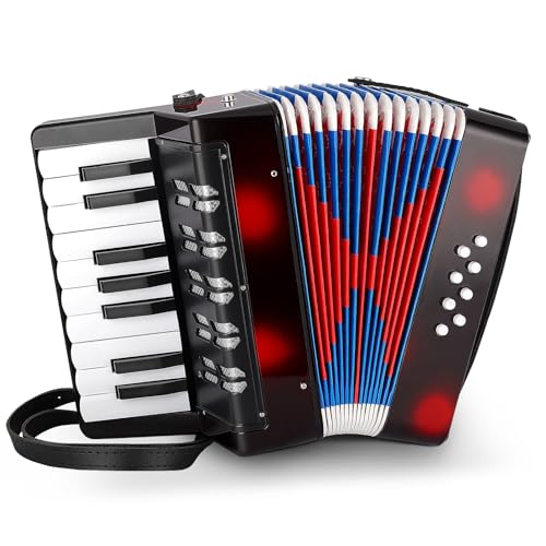 Acordeon de 17 Teclas, OUDAR Acordeón para Principiantes para Interpretación, Acordeones Portátil,...