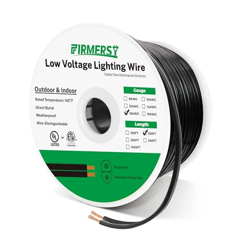 FIRMERST 16/2 Cable de iluminación de paisaje al aire libre de alambre de bajo voltaje 200 pies