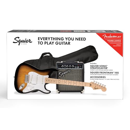 Squier by Fender Electric Guitar Kit, with 2-Year Warranty, Sonic Stratocaster, Maple Fingerboard,...