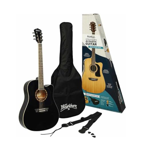 GUITARRA WASHBURN E/ACUSTICA AD5CEPACK (Black)